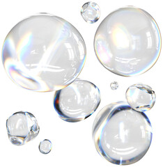 3D Transparent soap bubble dispersion abstract clipart element