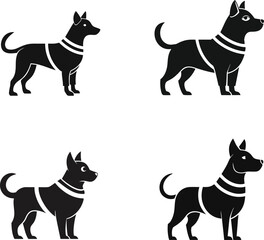 Pet Fashion Silhouette Icon Bundle Set, Stylish Pet Accessories Vector.