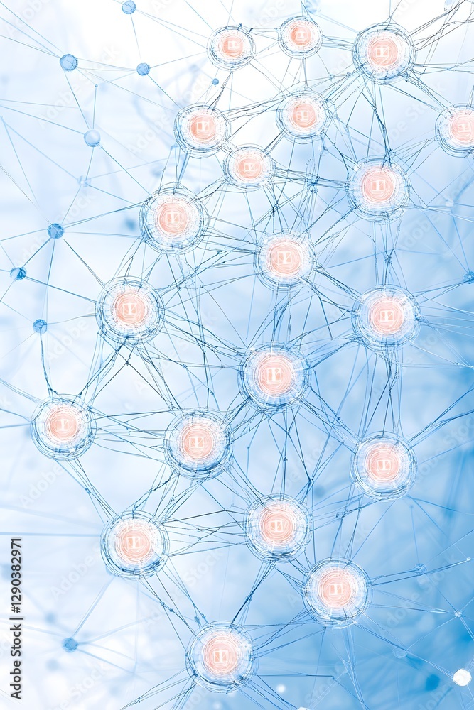 Poster Abstract neural network graphic with interconnected nodes