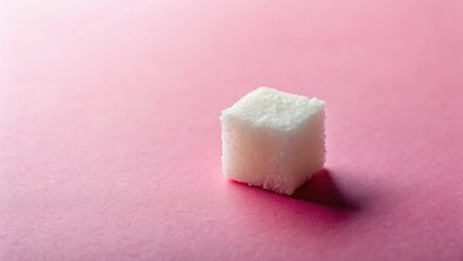 Sugar cube on a pastel pink background with a few tiny cracks, treats, kitchen,  treats, kitchen, sugar cube, dessert plate