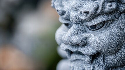 Close-up stone gargoyle statue in garden