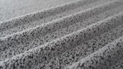 Naklejka premium Boucle fabric. Close-up grey textured carpet fibers pattern background