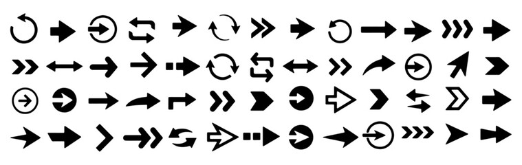 Set of black arrow icons 2