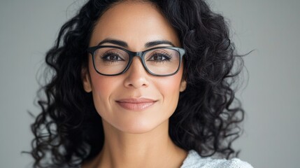 Obraz premium Radiant Close-Up Headshot Capturing a Warm Smile of a Woman