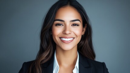 Smiling Latina Businesswoman Portrait in Professional Attire