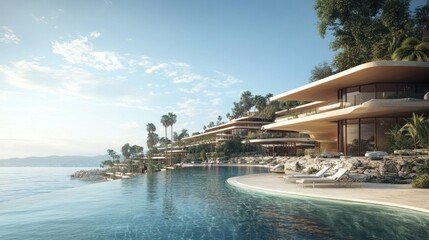 Obraz premium Luxury Coastal Villa: Modern Architecture by the Sea