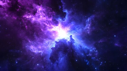 A Beautiful Colorful Nebula Displays Among The Starry Sky