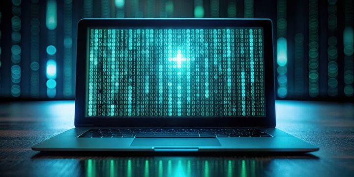 Darkened Linux terminal with glowing matrix effect displaying system files and commands