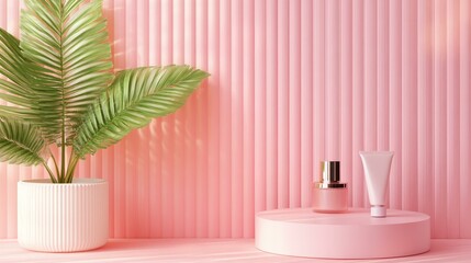 Pink Aesthetic Display for Cosmetics and Skincare