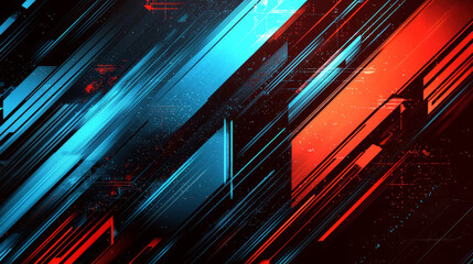 Futuristic geometric stripes neon blue and red modern tech background
