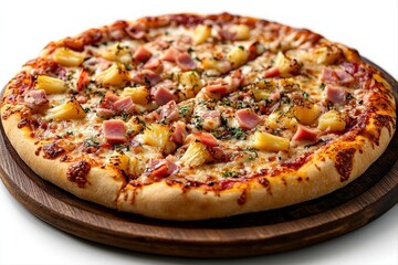 Delicious hawaiian pizza restaurant food photography studio setting close-up culinary delight