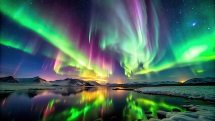 Aurora borealis in intense geomagnetic storm, natural phenomenon