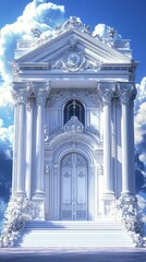 Naklejka premium Elegant White Architectural Entrance Illustration