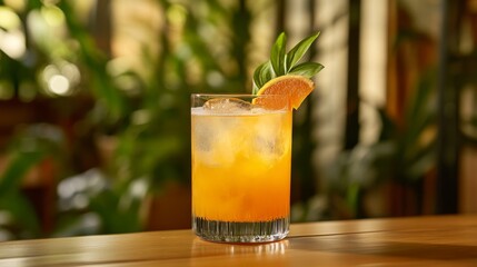 A refreshing cocktail awaits. Bright colors and ice bring joy. Enjoy this vibrant drink on a sunny day. Perfect for parties and relaxation. Generative AI