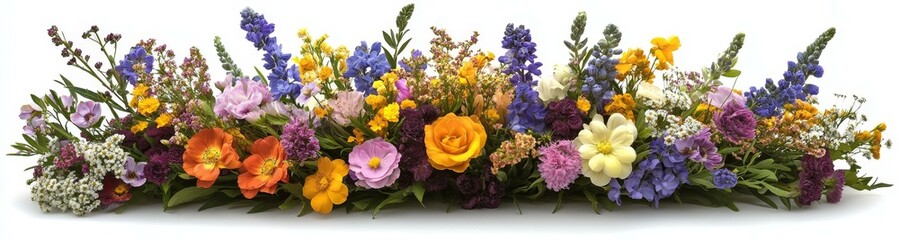 Colorful Flower Arrangement on a White Background