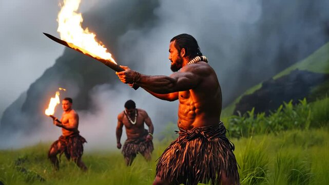 Epic Samoan fire knife dance showcases tradition in Hawaii's lush valley, Epic Samoan Fire Knife Dance In Hawaii Valley