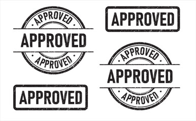 set of Black And White approve stamp round and square rubber grunge texture collection.vector illustration
