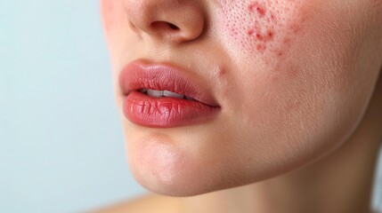 Fototapeta premium Decoding the Mystery of Perioral Dermatitis on a Woman's Face: Symptoms, Causes, and Solutions