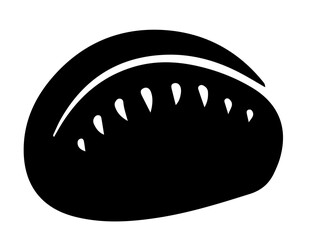 black and white bread on white background