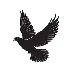 Flying dove silhouettes isolated pigeon
