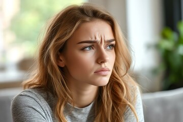 Obraz premium Caucasian Woman Portrait of Pensive Mood