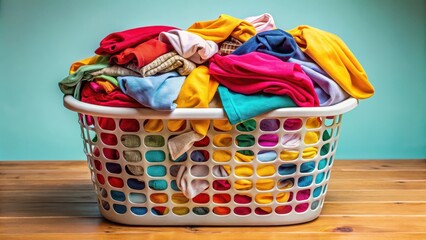 Clothing scattered in a vibrant laundry basket , fashion, fabric,  fashion, fabric, clothing arrangement