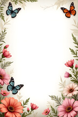 frame with butterflies and flowers