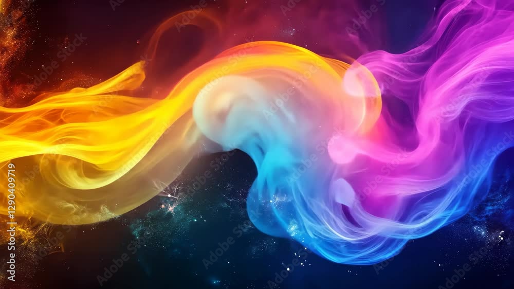 Fototapete Vibrant abstract composition with colorful fire particles and luminous sparks against a dark background, Abstract with fire particles, sparks on background alpha channel