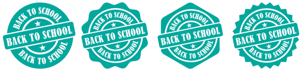 Back to school insignia collection set on white background. Back to school rubber stamp. Retro school label design. Circular back to school stamp. Classic round school sticker. Vector illustration