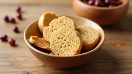 Kinako. Toasted bread slices bowl breakfast food homemade crispy