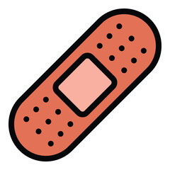 Bandage Icon First Aid and Healing in Flat Line Color Style.