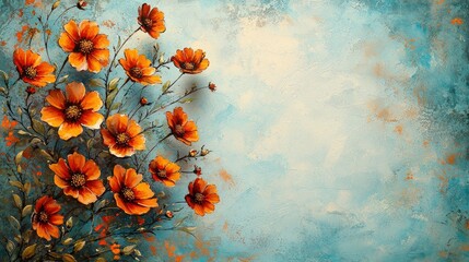 Vibrant Orange Flowers Against a Blue Background