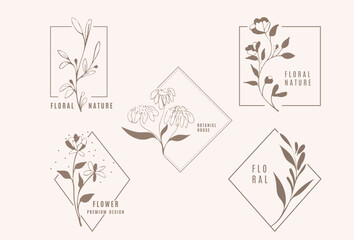 Hand Drawn Leaf Wreath Logo Design