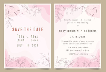 Wedding Invitations save the date card design with elegant garden anemone.