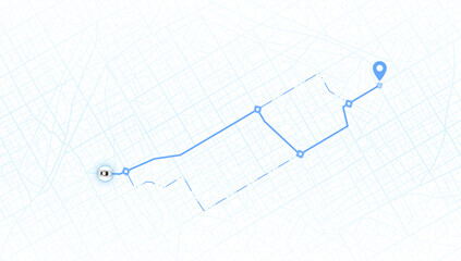 GPS navigation, smart car location and map pointer. Online location tracking with arrival time data on city map. Vector illustration