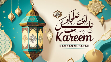 Ramadan Kareem Greeting Card. Ramadhan Mubarak. Translated: Happy & Holy Ramadan.