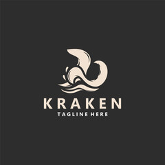 Obraz premium Kraken Octopus logo vintage ocean animal illustration template