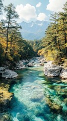 Fototapeta premium Mountain River Gorge Scenic Beauty