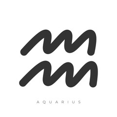 Aquarius zodiac sign line art symbol vector illustration isolated on white background