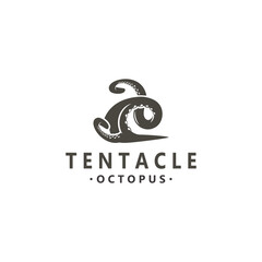 Octopus tentacle logo image design ocean animal vintage illustration template