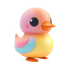 Cute pastel bird cartoon character 3D render,