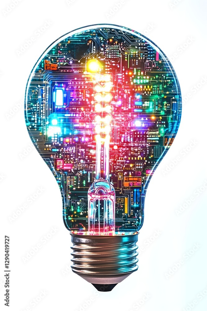 Poster illuminating circuitry idea bulb