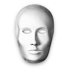 Maschera bianca per uomo. File con sfondo trasparente per sovrapposizione su fotografie di visi