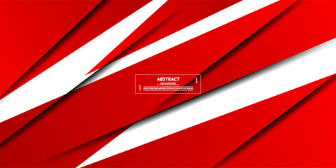 Abstract bright 3D background. Overlapping red shapes and lines pattern. Trendy concept on white background. Vector Eps10