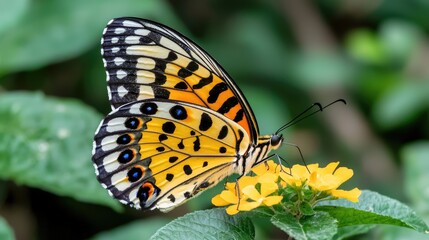 Obraz premium Closeup of colorful butterfly on flower