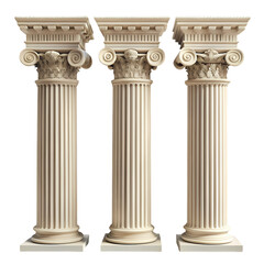 Three Corinthian Columns: Architecture Image isolated on transparent background