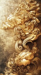 Golden Cloud and Wave Relief Design