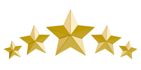3D Gold 5-Star Rating Review Curved