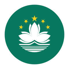 Macau circle flag logo icon digital vector illustration