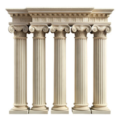 Ionic Columns: Architecture Design & 3D Model isolated on transparent background